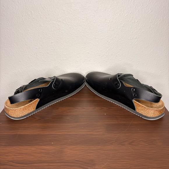 Birkenstock Clogs Shoes Womens 9 Tokio Super Grip Black Leather Heel Strap Men 7 - Picture 5 of 7